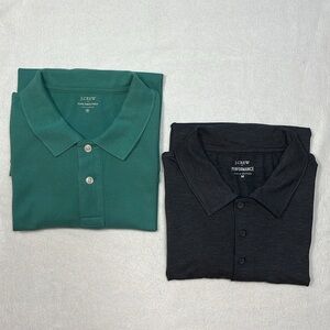 Men's J. Crew Polo Shirts -Two - 1-Grey and 1-Green